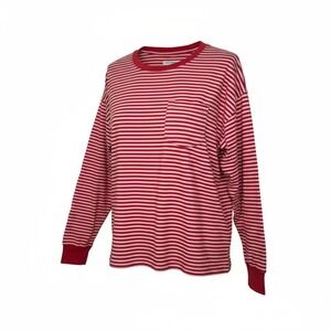 Free Assembly Red Striped Long‎ Sleeve Top Organic Cotton Casual Womens Large